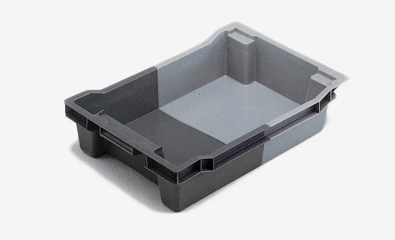 Plastlåda 600x400x117mm, 18 liter, grå, konisk