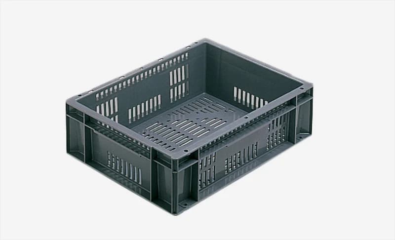 Plastlåda 400x300x118mm, 10 liter, grå, perforerad